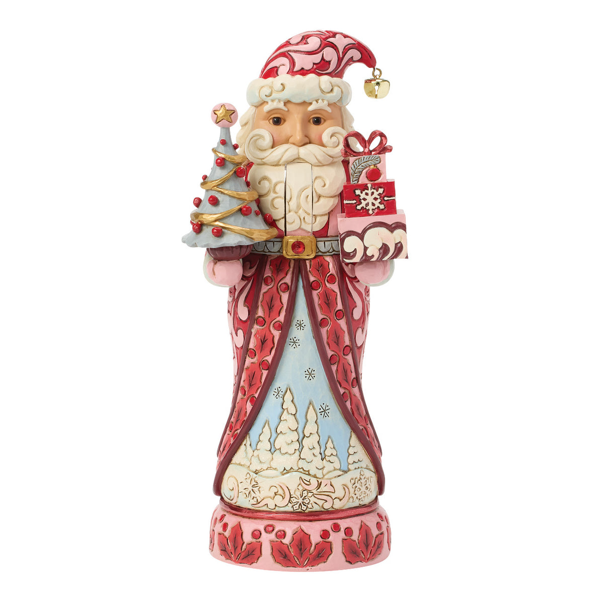 Jim Shore Heartwood Creek Christmas Nutcracker - Santa with Christmas Tree - Red & Pink - 25.5cm | Delivery ± 3 weeks
