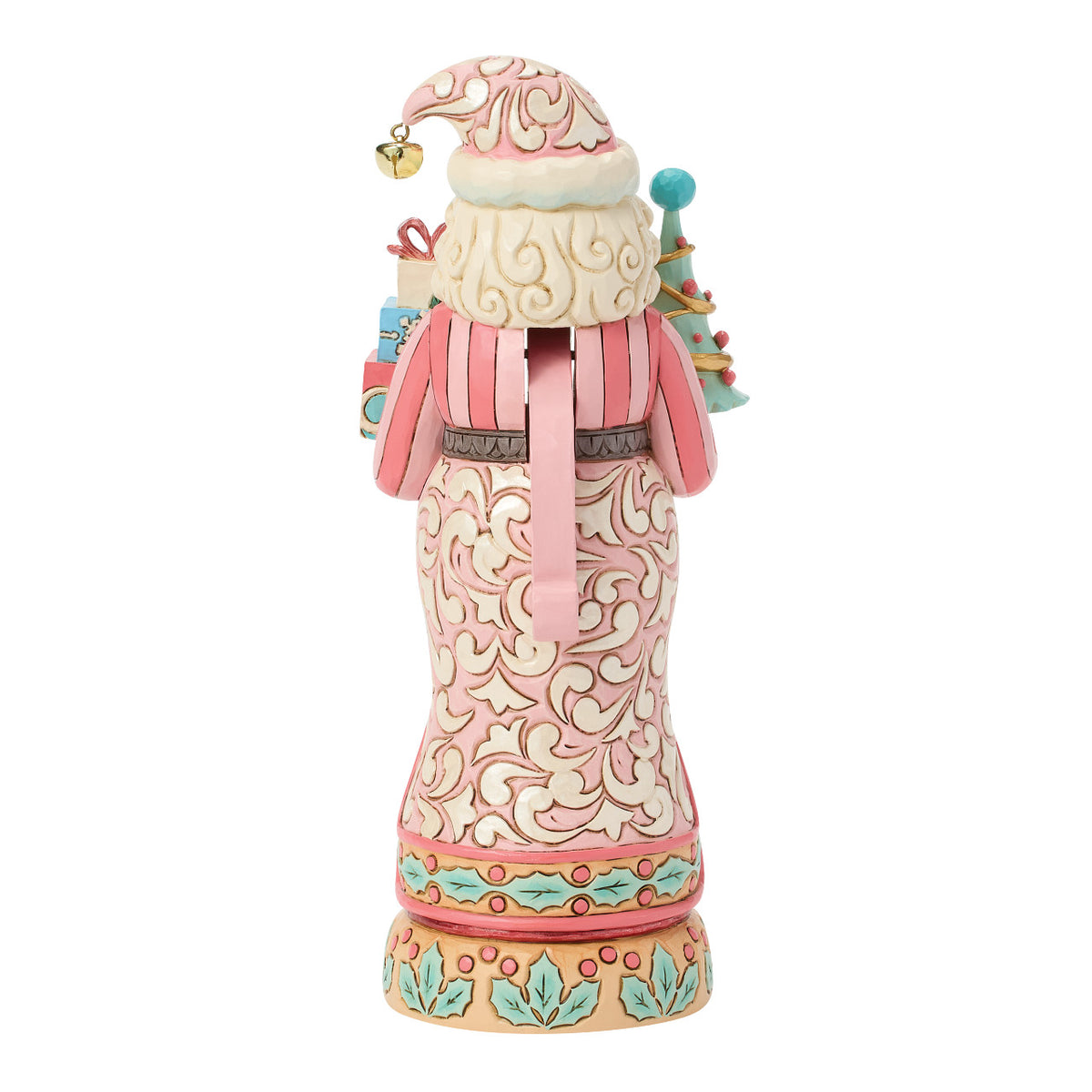 Jim Shore Heartwood Creek Christmas Nutcracker - Santa with Christmas Tree - Pastel Pink - 25.5cm | Delivery ± 3 weeks