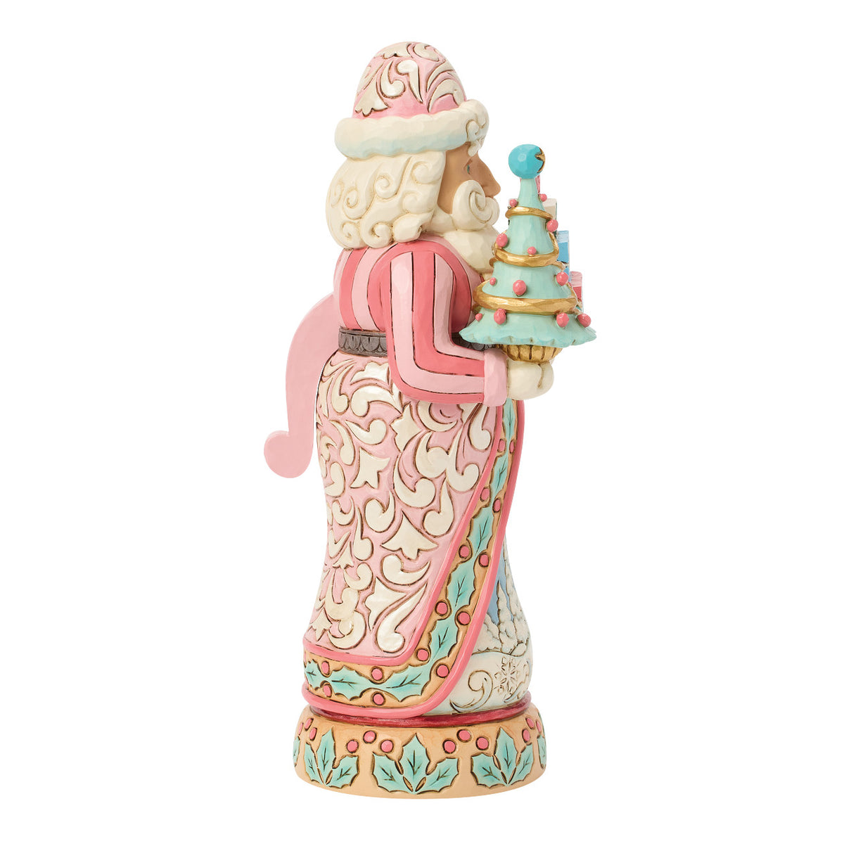 Jim Shore Heartwood Creek Christmas Nutcracker - Santa with Christmas Tree - Pastel Pink - 25.5cm | Delivery ± 3 weeks