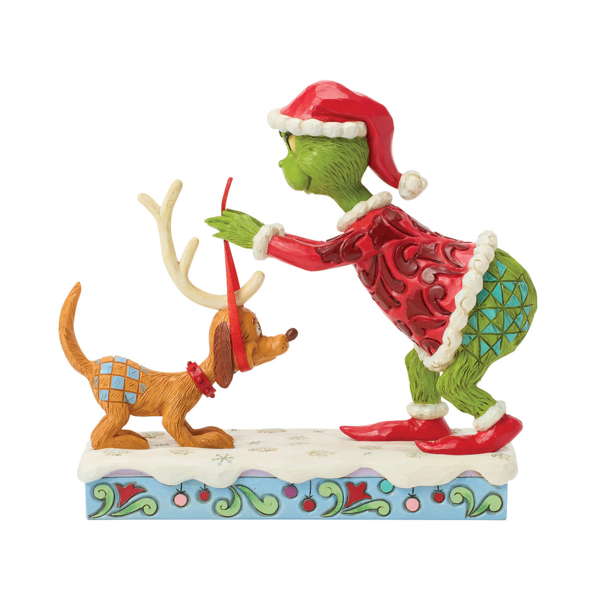 Jim Shore The Grinch Christmas Figurine - With Max & Reindeer Antler - 16cm | Delivery ± 3 weeks