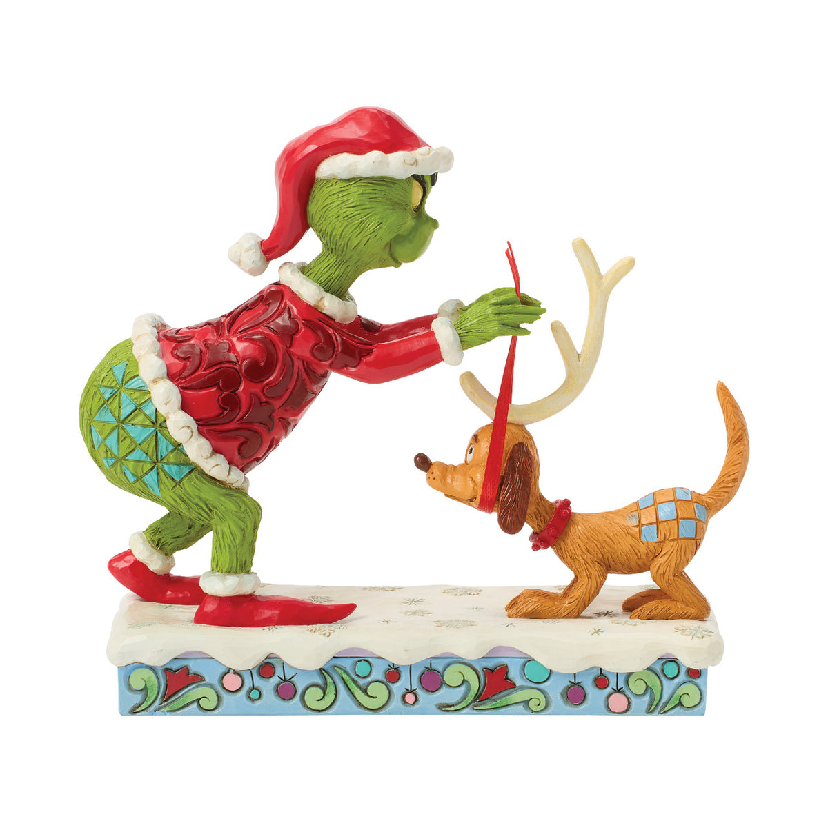 Jim Shore The Grinch Christmas Figurine - With Max & Reindeer Antler - 16cm | Delivery ± 3 weeks