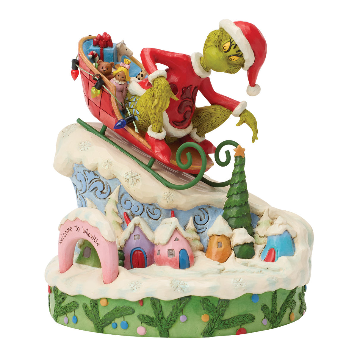 Jim Shore The Grinch Christmas Figurine - On Sleigh - 15cm
