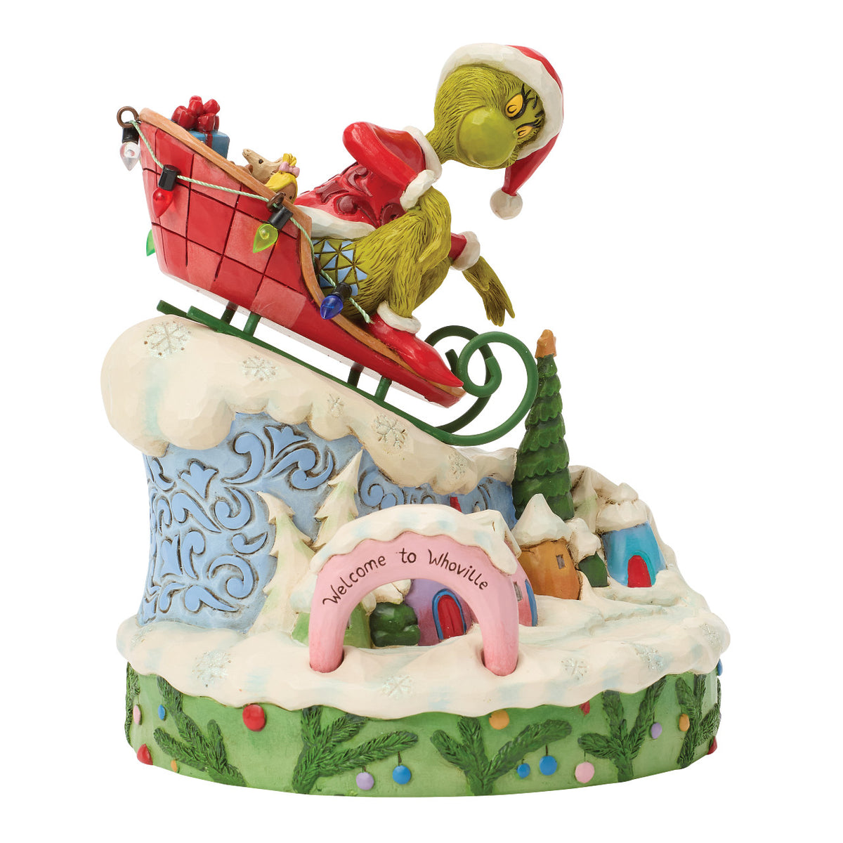 Jim Shore The Grinch Christmas Figurine - On Sleigh - 15cm