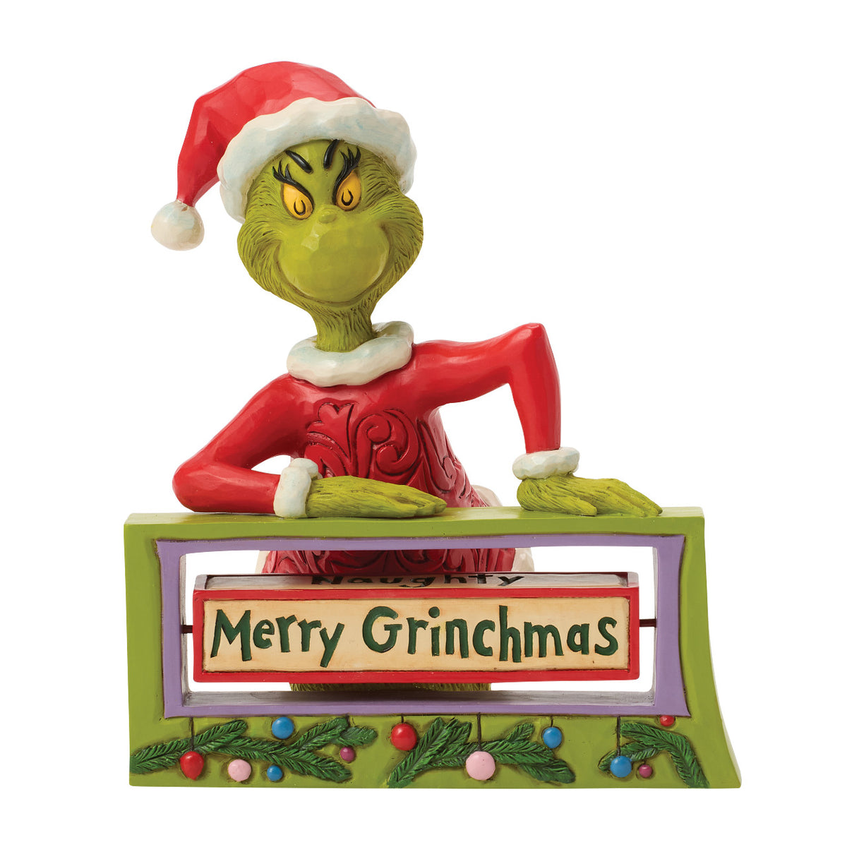 Jim Shore The Grinch Christmas Figurine - With Rotating Sign - 14.5cm | Delivery ± 4 weeks