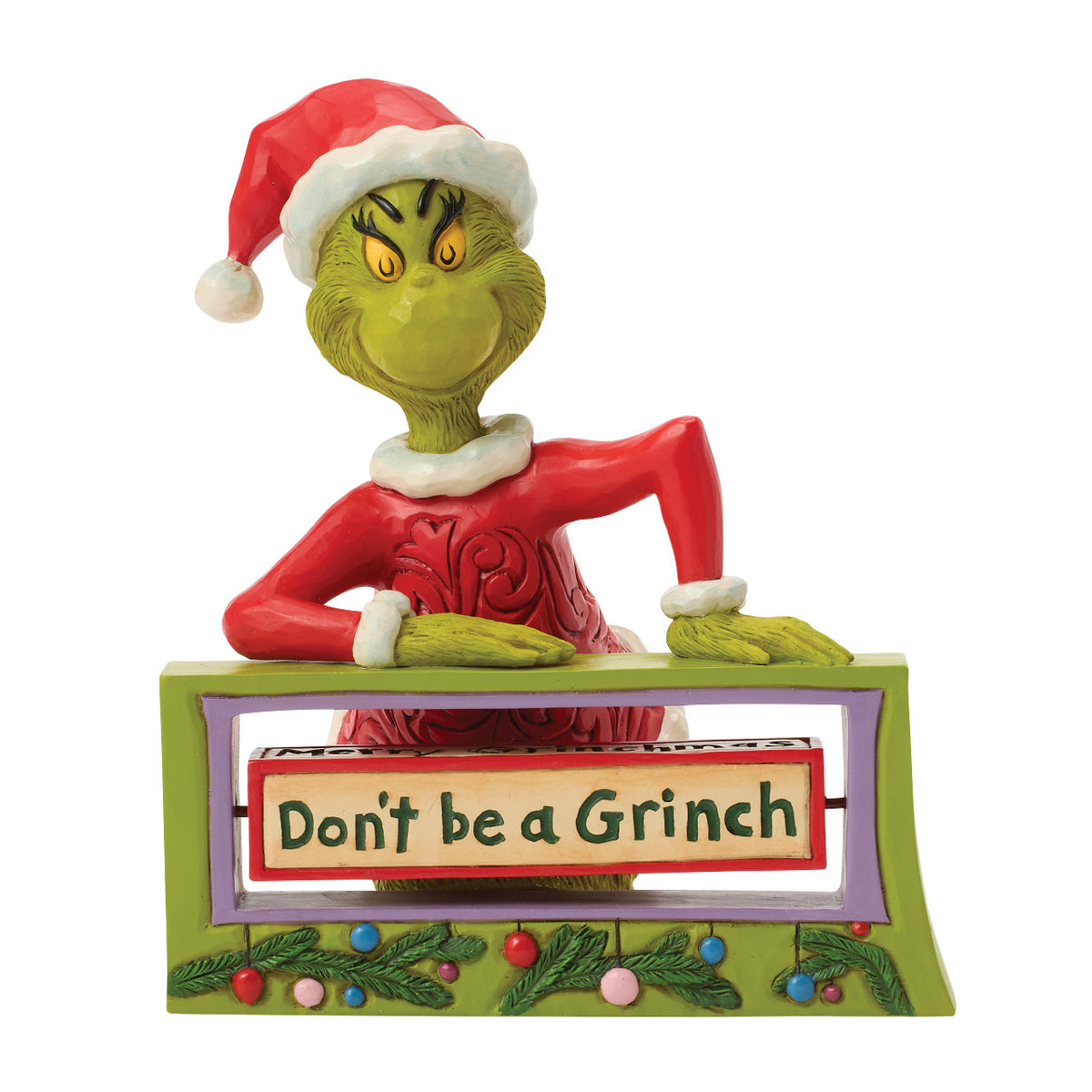 Jim Shore The Grinch Christmas Figurine - With Rotating Sign - 14.5cm | Delivery ± 4 weeks