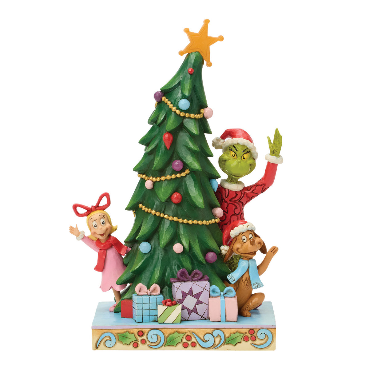 Jim Shore The Grinch Christmas Figurine - With Max & Cindy-Lou in Christmas Tree - 26.5cm | Delivery ± 3 weeks