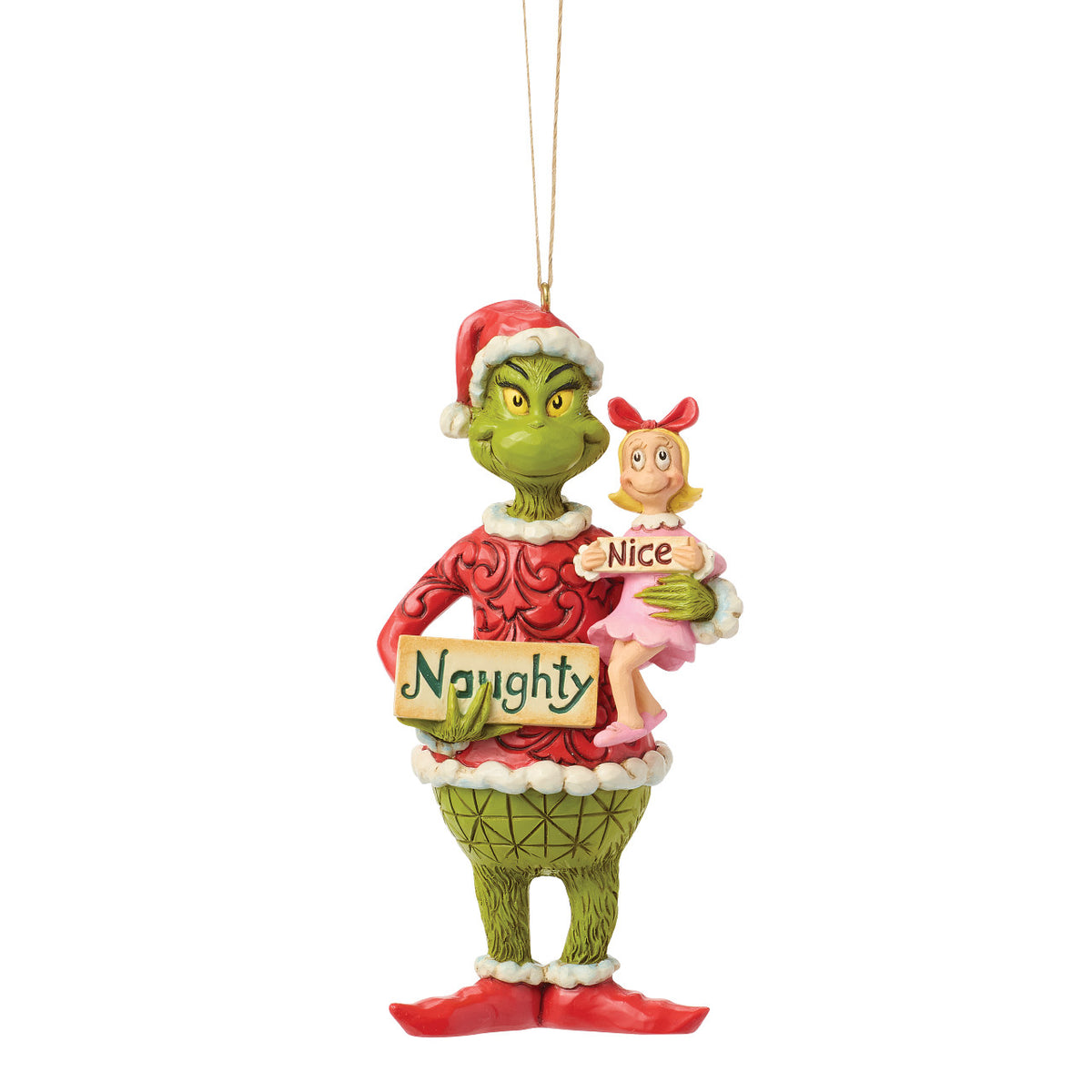 Jim Shore The Grinch Christmas Ornament - With Cindy-Lou & Sign - 13cm | Delivery ± 3 weeks