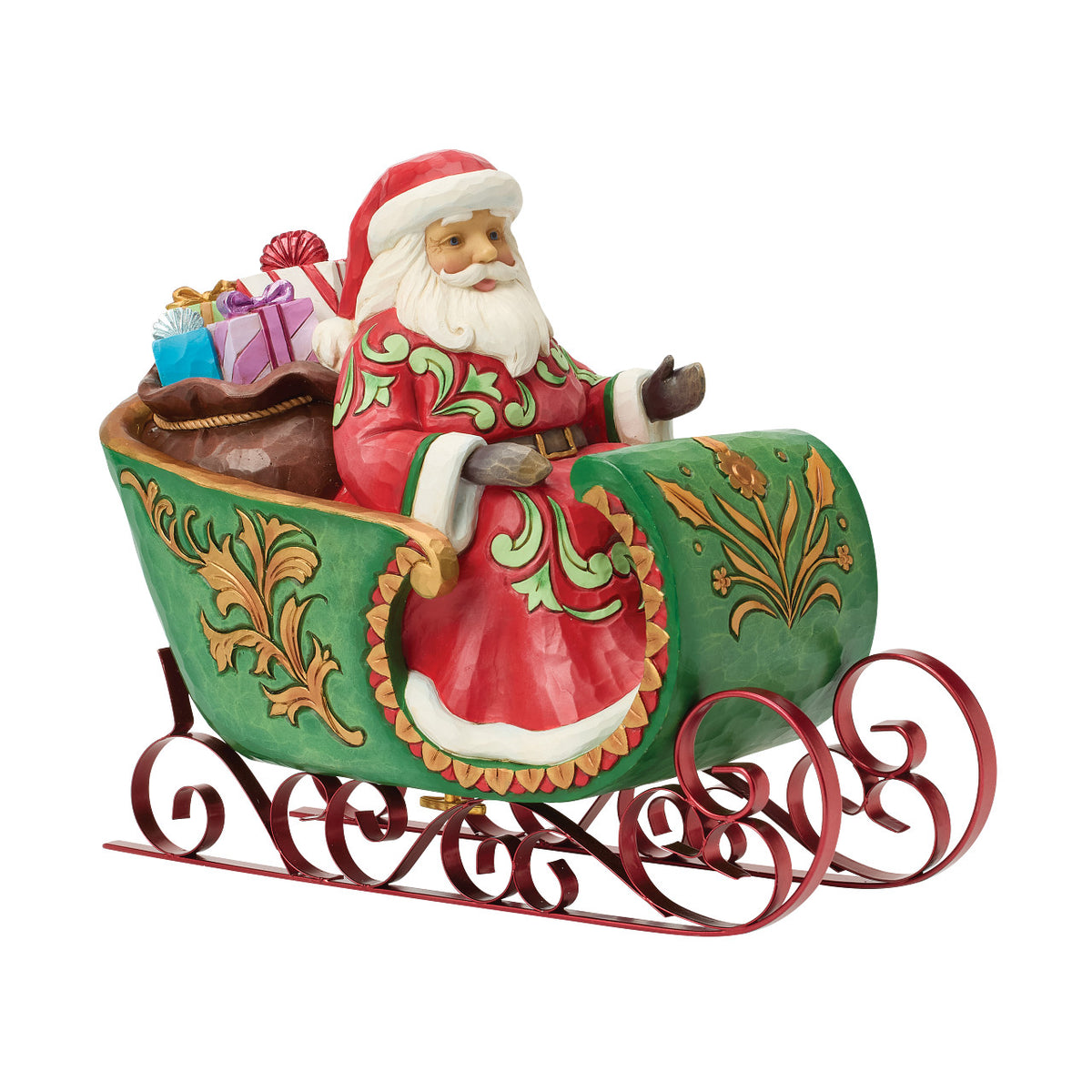 Jim Shore Heartwood Creek Christmas Figurine - Special Edition Santa in a Musical Sleigh - 26.5cm | Delivery ± 4 weeks