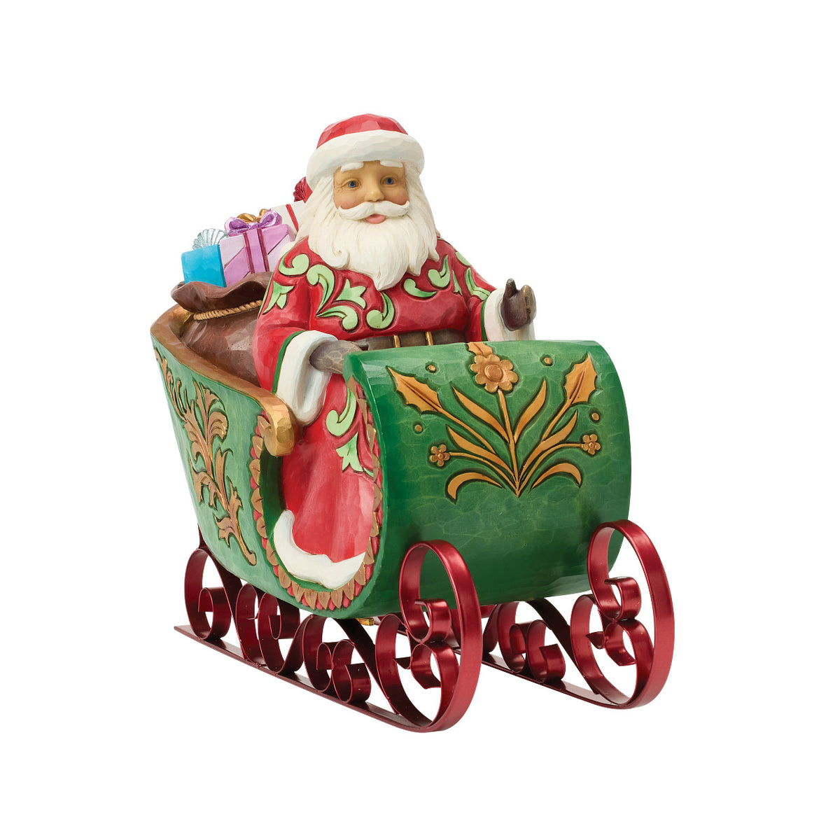 Jim Shore Heartwood Creek Christmas Figurine - Special Edition Santa in a Musical Sleigh - 26.5cm | Delivery ± 4 weeks