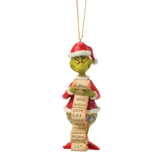 Jim Shore The Grinch Christmas Ornament - With Naughty & Nice List - 13.5cm