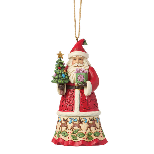 Jim Shore Heartwood Creek Christmas Ornament - Santa with Gifts - 12cm