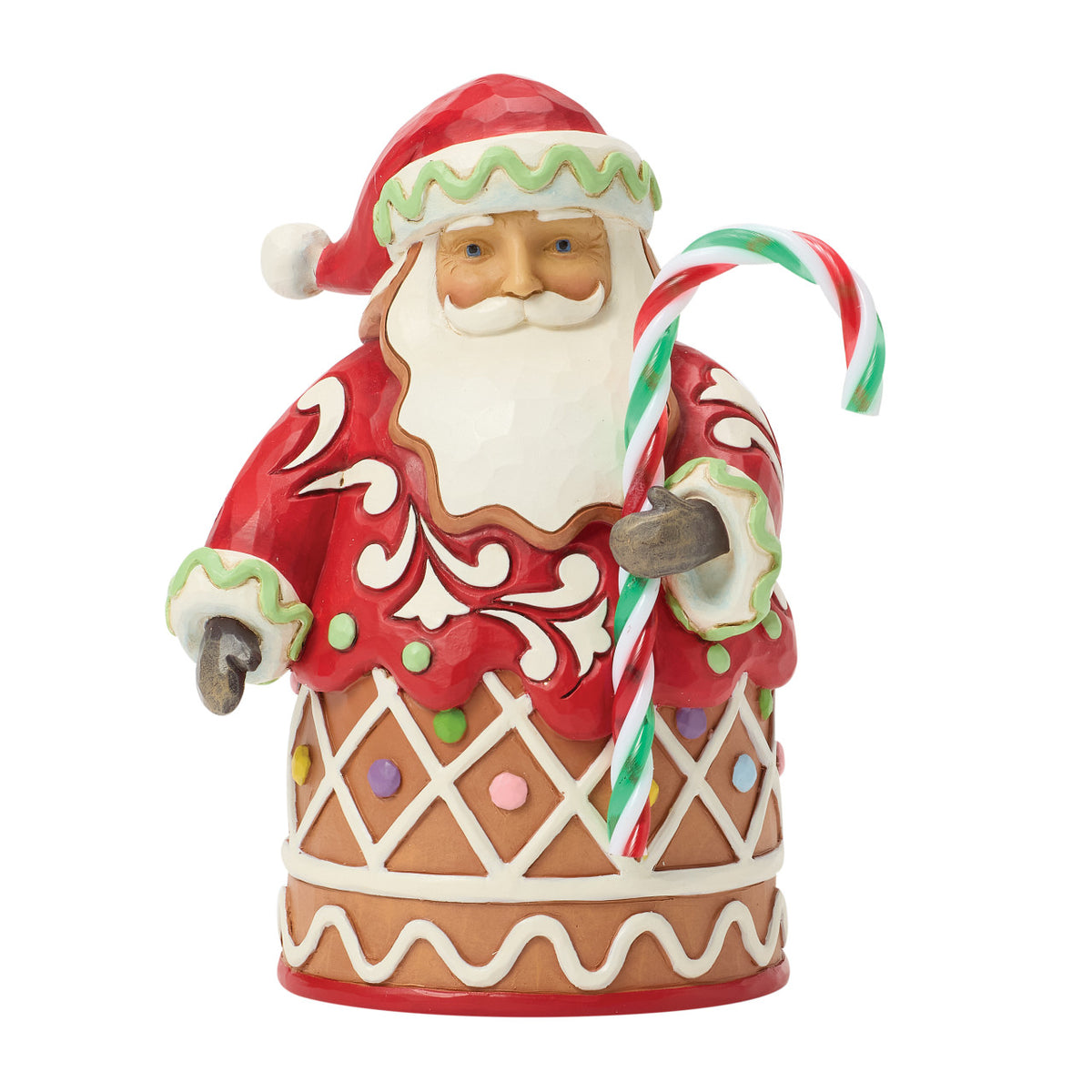 Jim Shore Heartwood Creek Christmas Figurine - Gingerbread Santa with Candy Cane - 13.5cm | Delivery ± 3 weeks