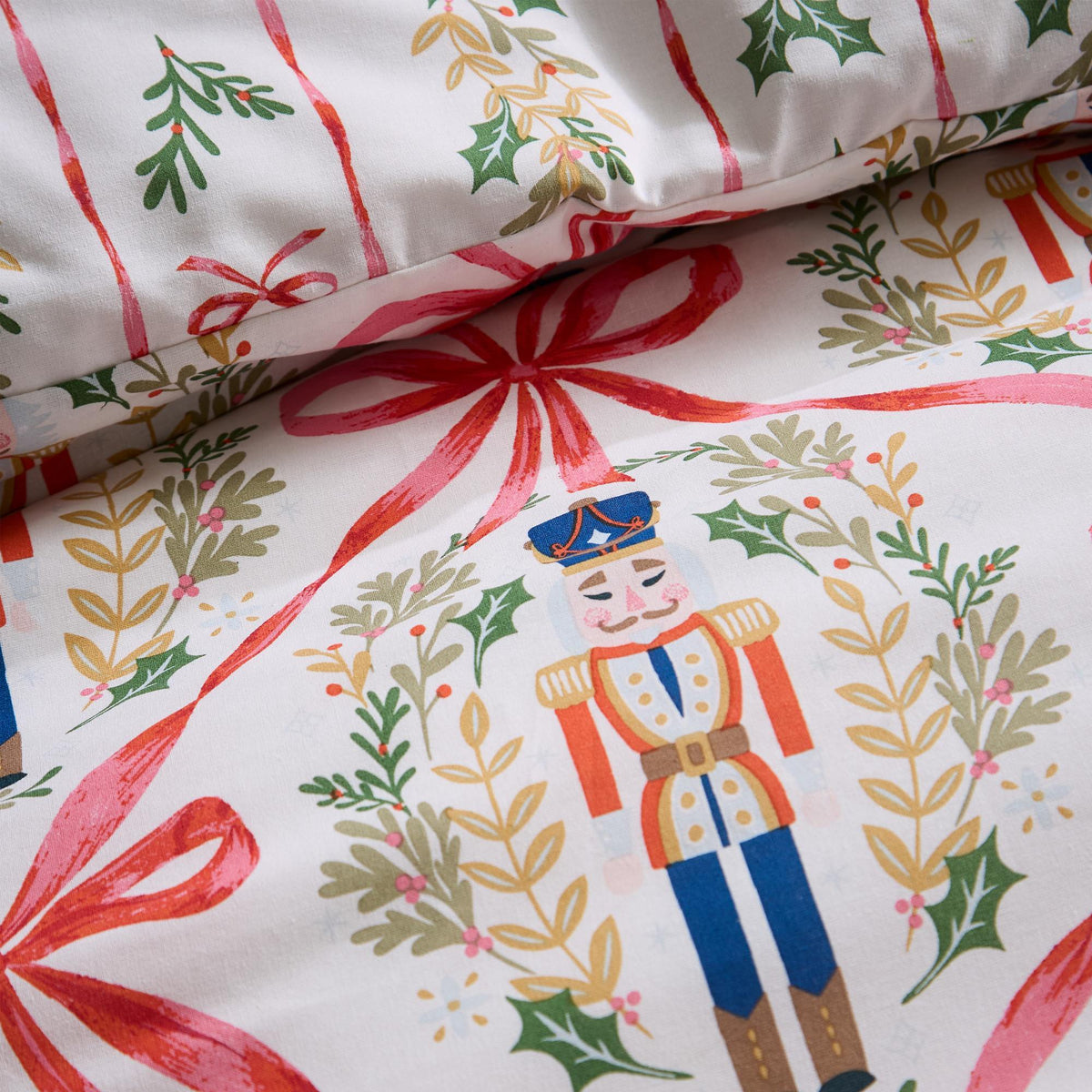 Viv! Christmas Duvet Cover Set - Nutcrackers & Bows - Reversible