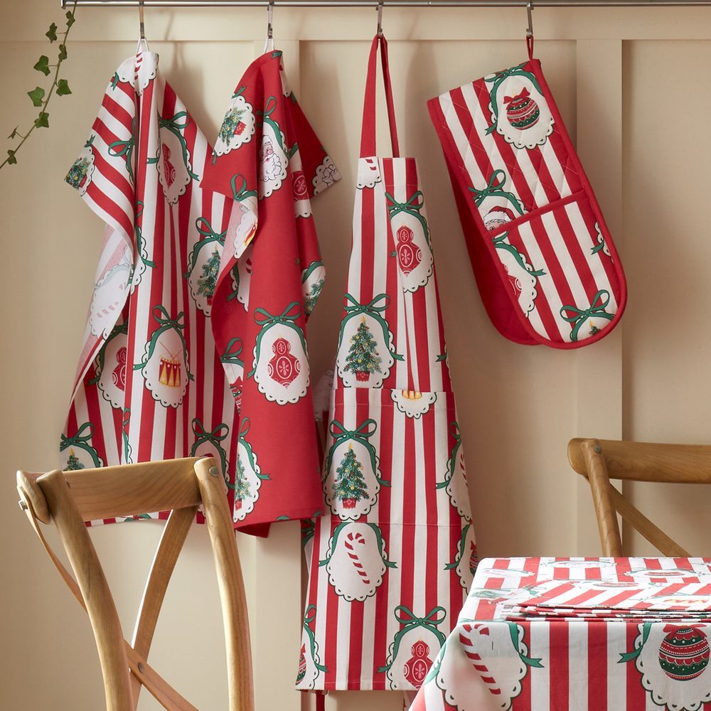 Viv! Christmas Kerst Keukenschort - Vintage Christmas Stripe