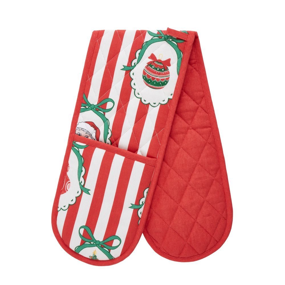 Viv! Christmas Kerst Dubbele Ovenwanten - Vintage Christmas Stripe