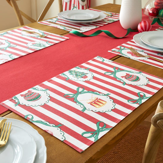 Viv! Christmas Kerst Placemat - Vintage Christmas Stripe - set van 4