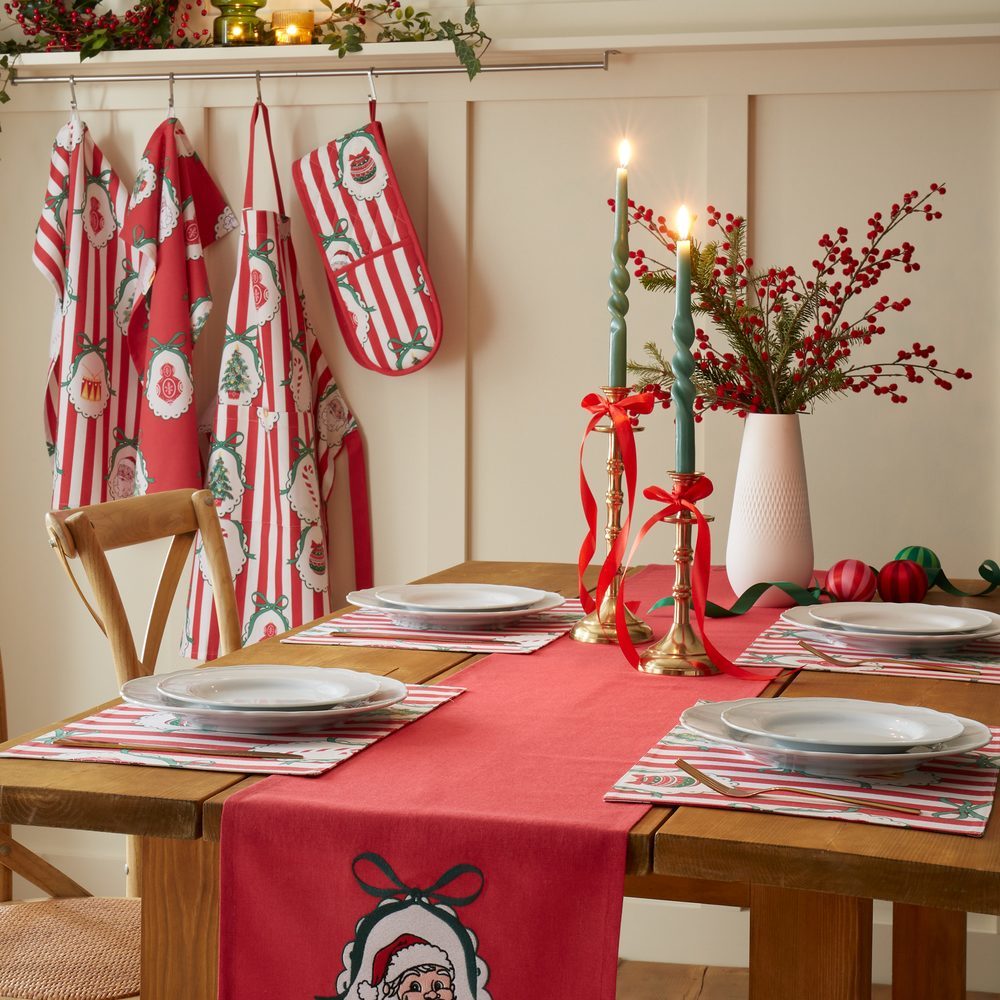 Viv! Christmas Kerst Placemat - Vintage Christmas Stripe - set van 4