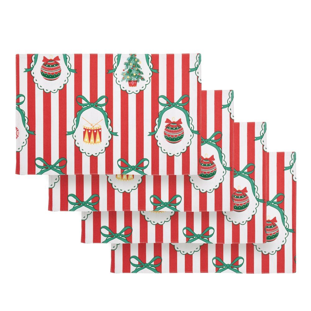 Viv! Christmas Kerst Placemat - Vintage Christmas Stripe - set van 4
