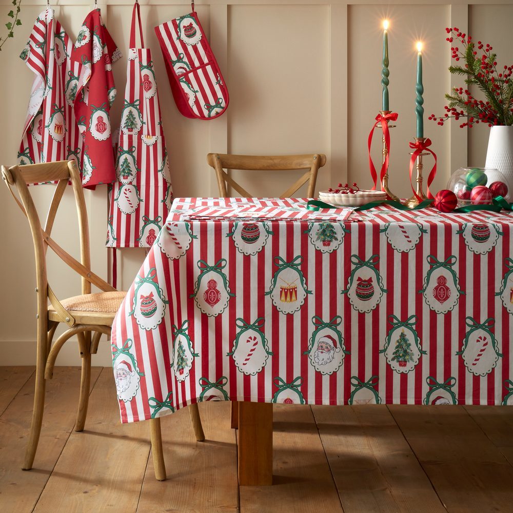Viv! Christmas Kerst Tafelkleed - Vintage Christmas Stripe