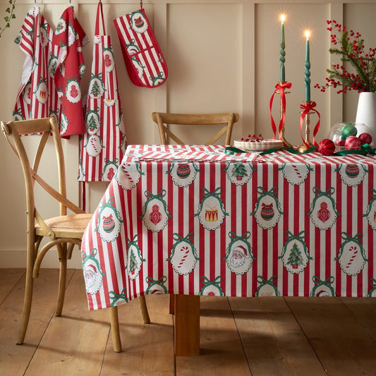 Viv! Christmas Tablecloth - Vintage Christmas Stripe