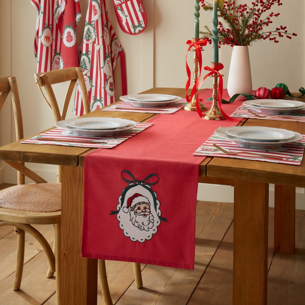 Viv! Christmas Kerst Tafelloper - Vintage Christmas Stripe - 220 cm