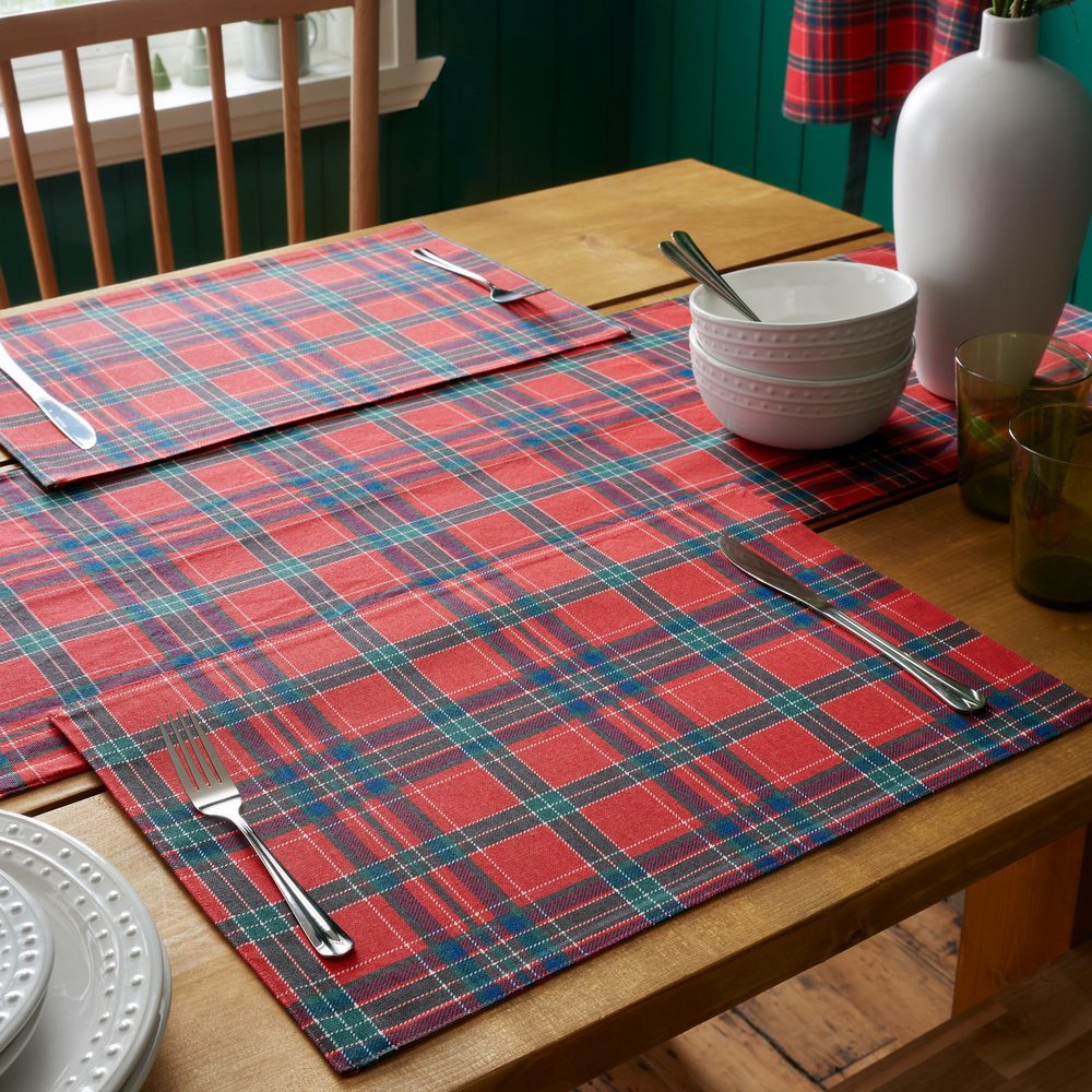 Viv! Christmas Kerst Placemat - Tartan Ruitpatroon - set van 4