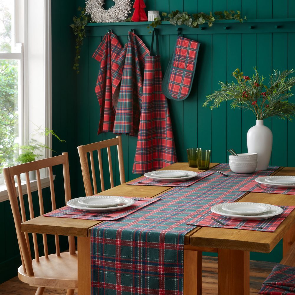 Viv! Christmas Kerst Placemat - Tartan Ruitpatroon - set van 4