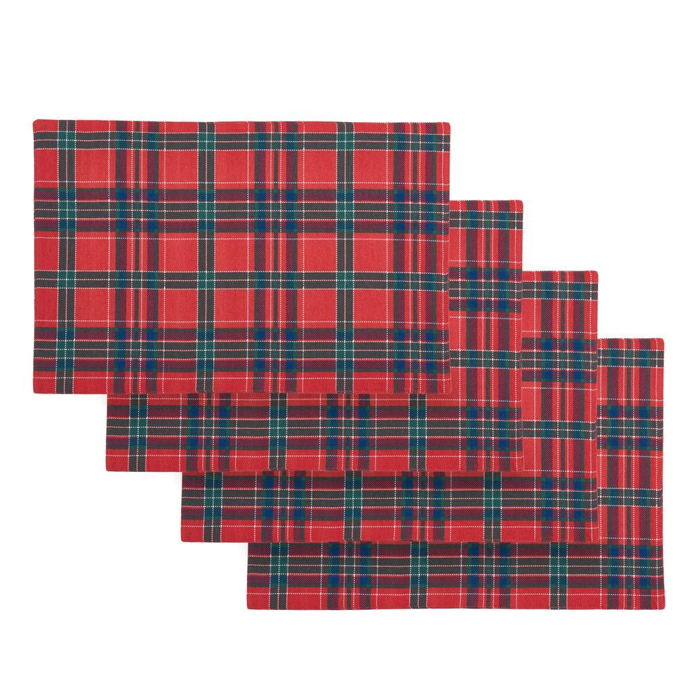 Viv! Christmas Kerst Placemat - Tartan Ruitpatroon - set van 4