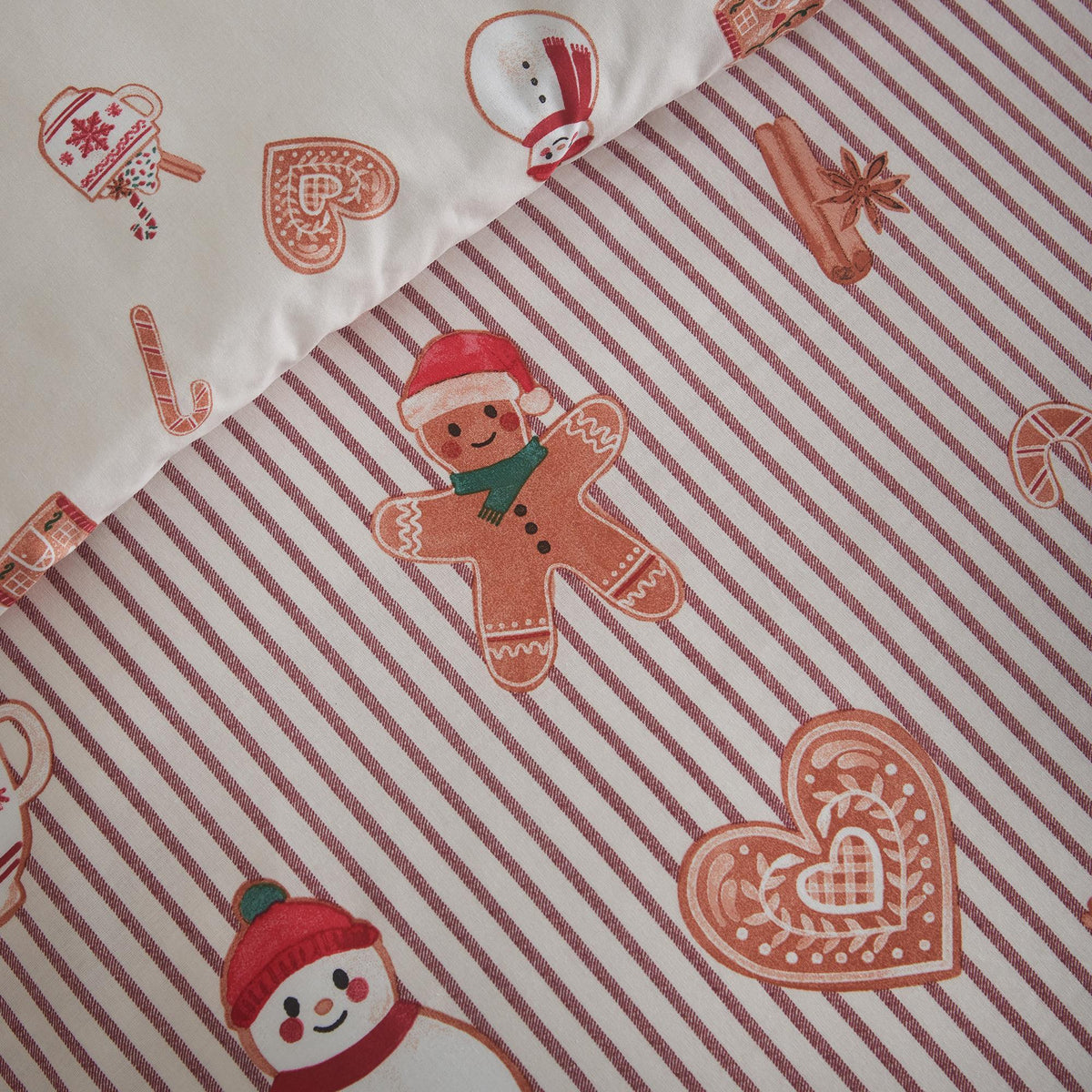 Viv! Christmas Weihnachtsbettwäsche - Gingerbread Stripe - Wendbar