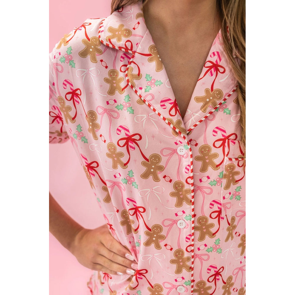 Rock Paper Scissors - Women's Christmas Pajama Set - Gingerbread Bows
