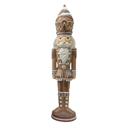 Viv! Christmas Tabletop Figure - Gingerbread Nutcracker - Brown White - 37 cm