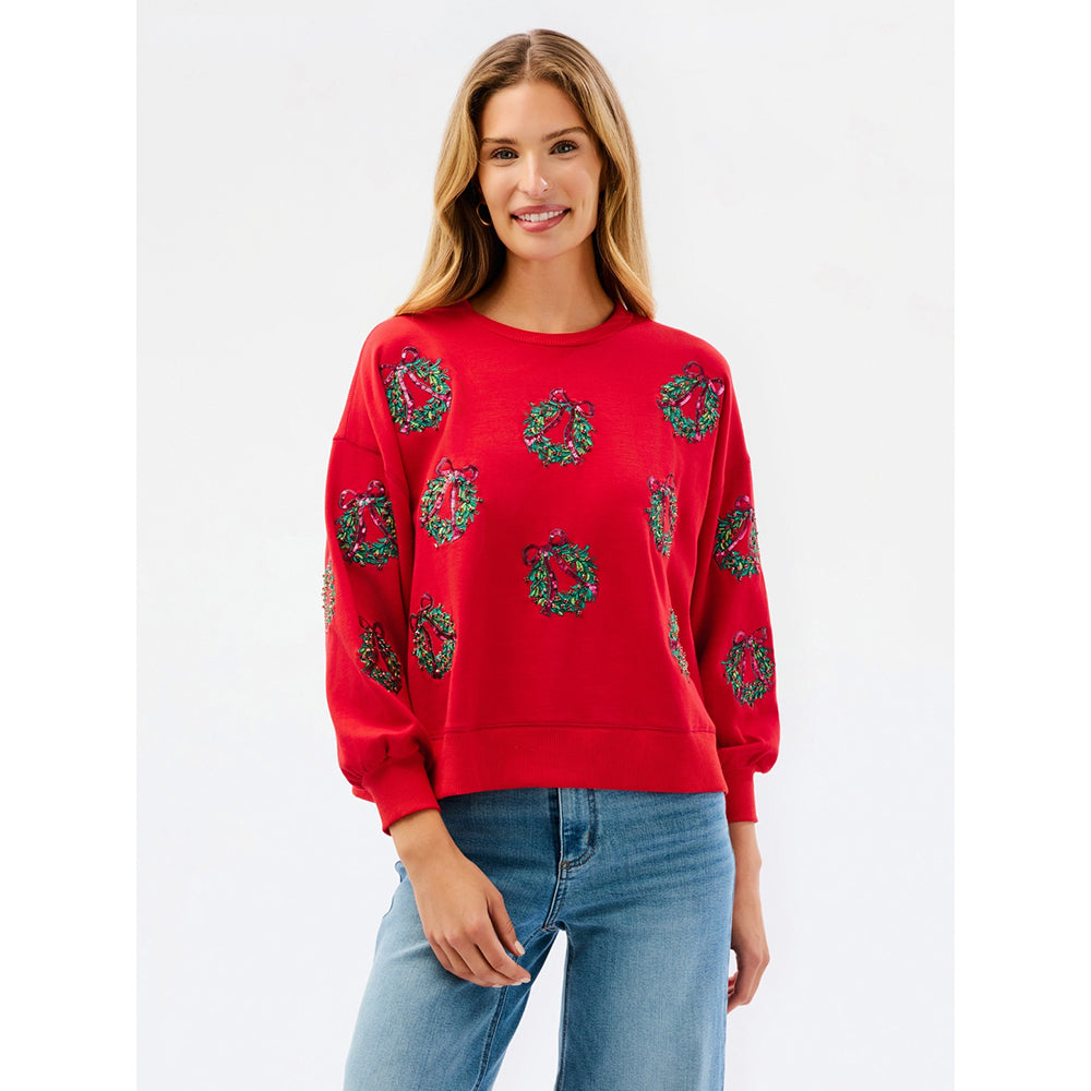 Mary Square Kerst Kleding - Dames Kersttrui 'Berry Wreaths'