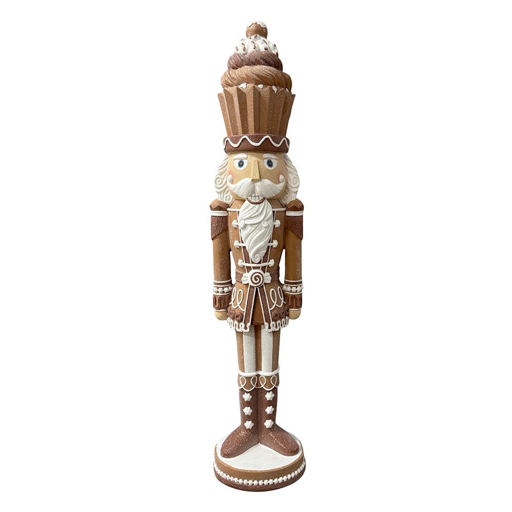 Viv! Christmas Tabletop Figure - XL Gingerbread Nutcracker - Brown White - 108 cm