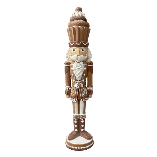 Viv! Christmas Weihnachtsfigur - XL Lebkuchen-Nussknacker - Braun Weiß - 108 cm