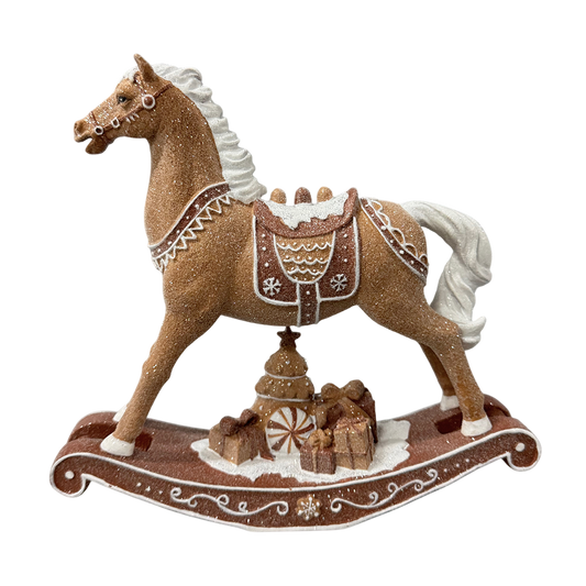 Viv! Christmas Figura de Navidad - Caballito Balancín Gingerbread - marrón blanco - 24cm