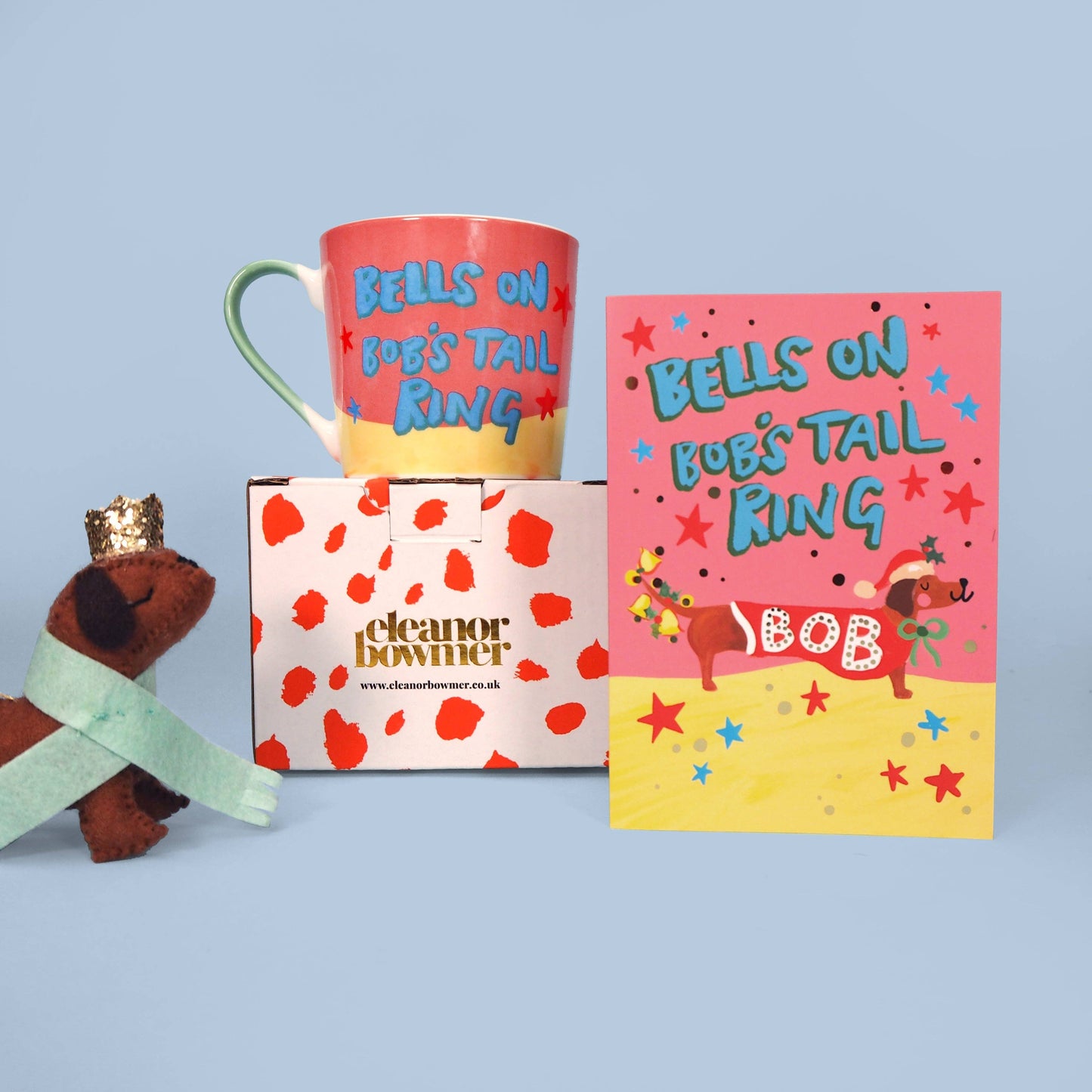 Eleanor Bowmer Christmas Mug -'Bells On Bob's Tail' Dachshund Mug