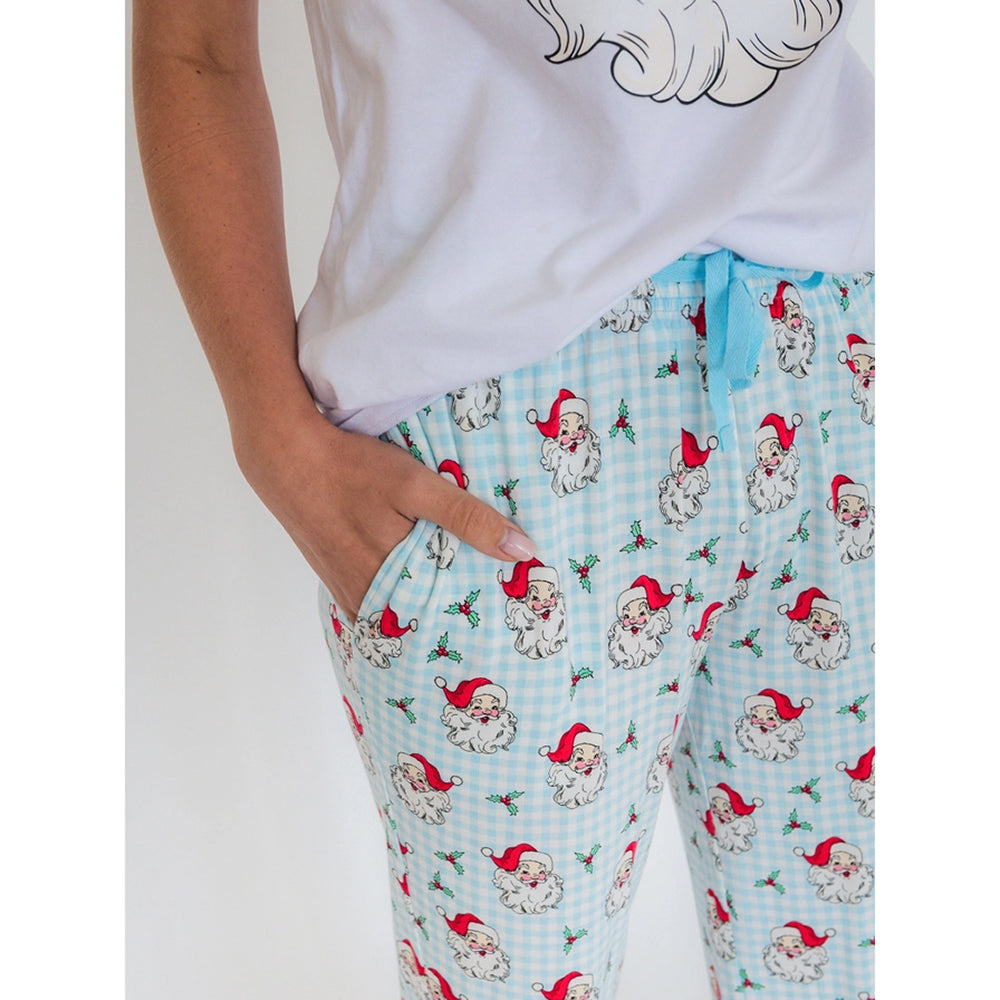 RuffleButts - Heren Kerst Pyjamabroek - Dear Santa Blauw - Bamboe Viscose