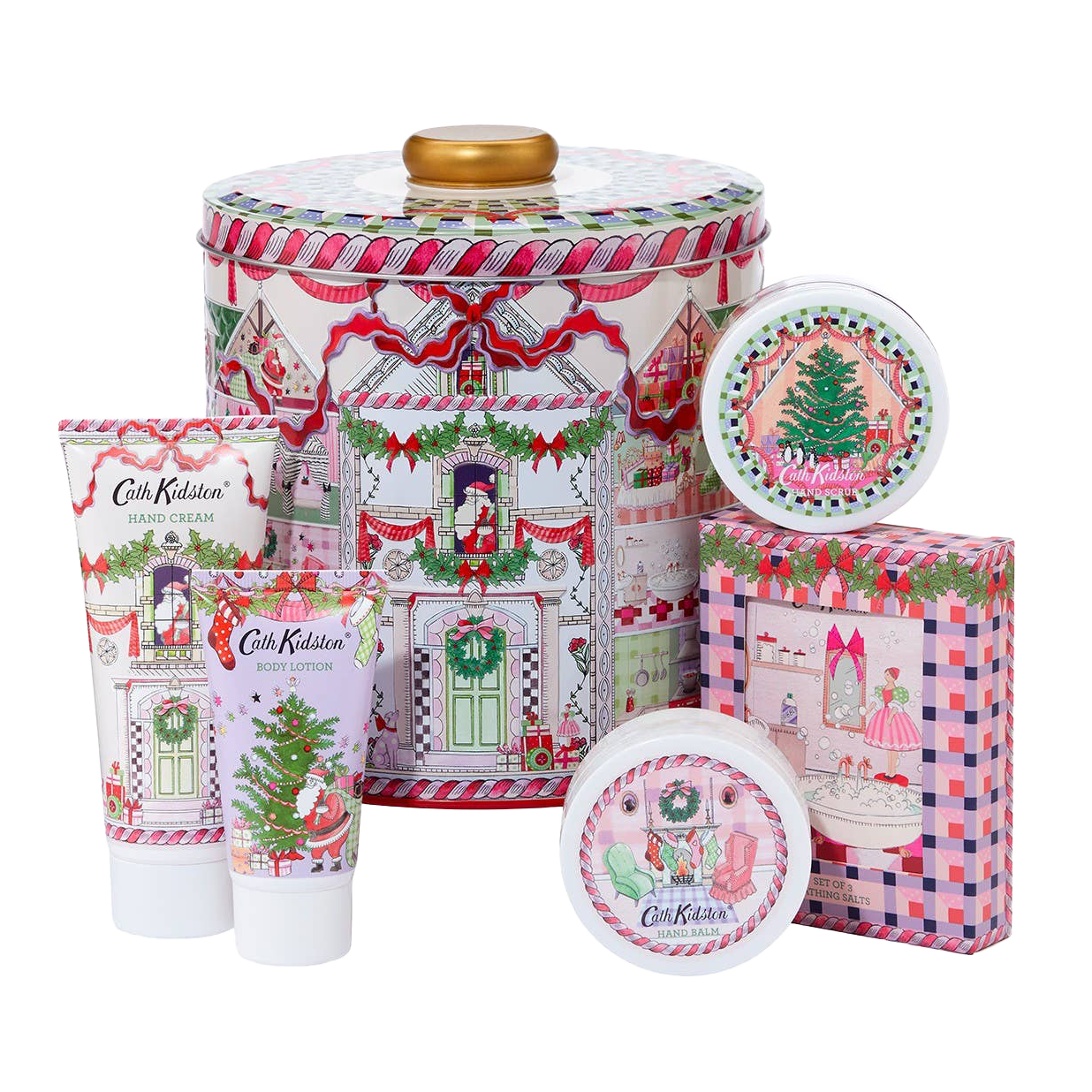 Cath Kidston Kerst Cadeauset voor Haar - Hand & Body Giftset in Luxe Koektrommel