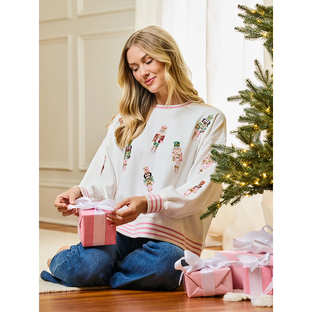 Mary Square Apparel - Women's Christmas Sweatshirt 'Small Nutcrackers'