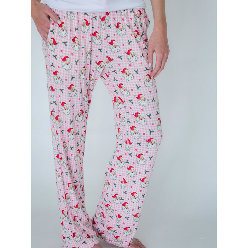 RuffleButts - Dames Kerst Pyjamabroek - Dear Santa Roze - Bamboe Viscose