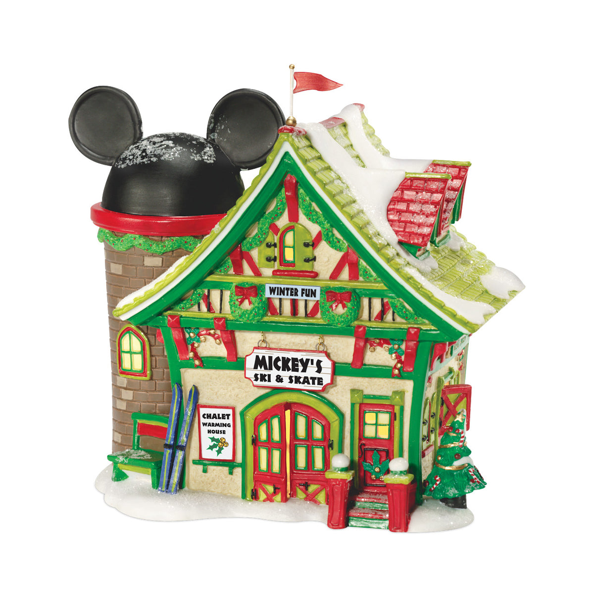 Department 56 Disney Village Christmas House - Mickey's Ski and Skate Shop - 16.5cm | Delivery ± 3 weeks