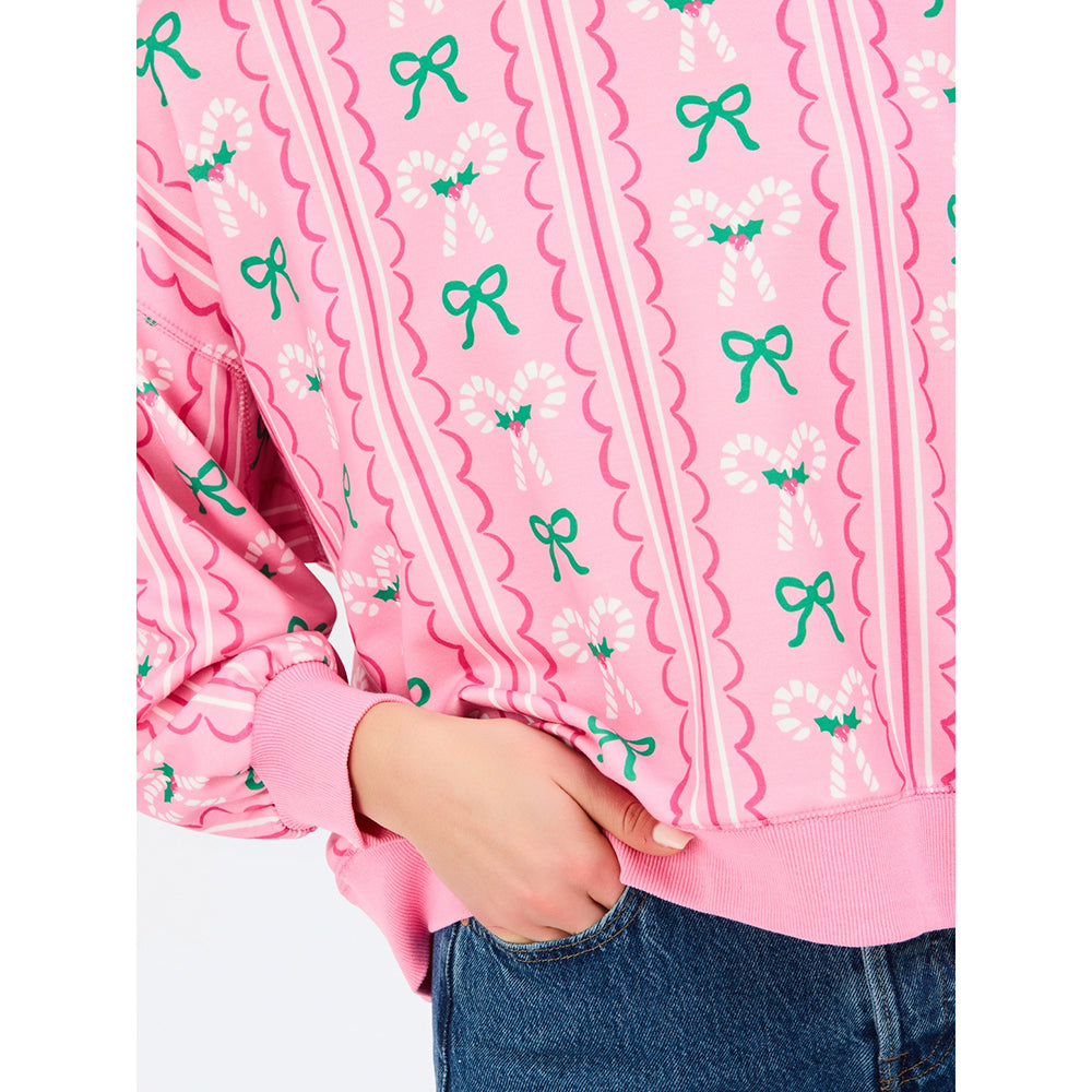 Mary Square Apparel - Women's Christmas Sweatshirt 'Peppermint Twist Pink'