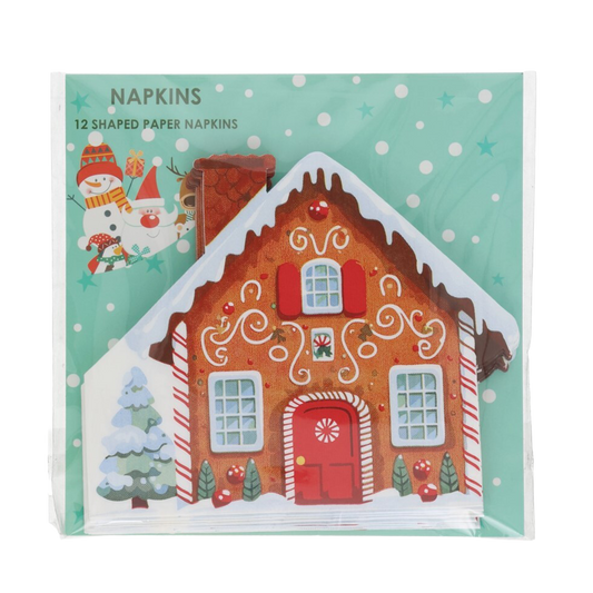 Viv! Christmas Kerst Servetten - Gingerbread Huis - bruin rood - 12 stuks