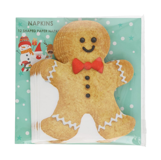 Viv! Christmas Kerst Servetten - Gingerbread Mannetjes - bruin rood - 12 stuks