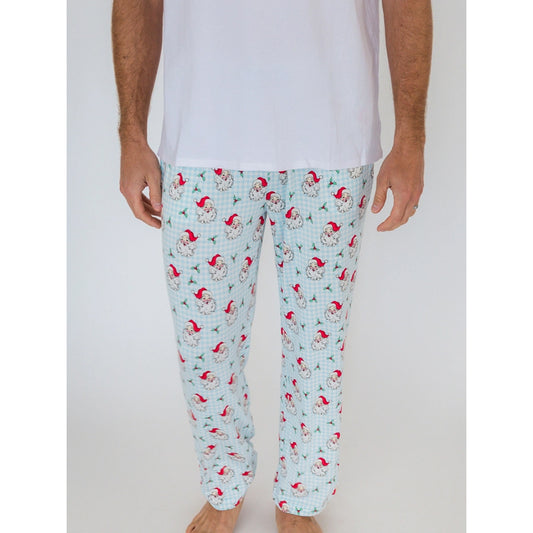 RuffleButts - Heren Kerst Pyjamabroek - Dear Santa Blauw - Bamboe Viscose