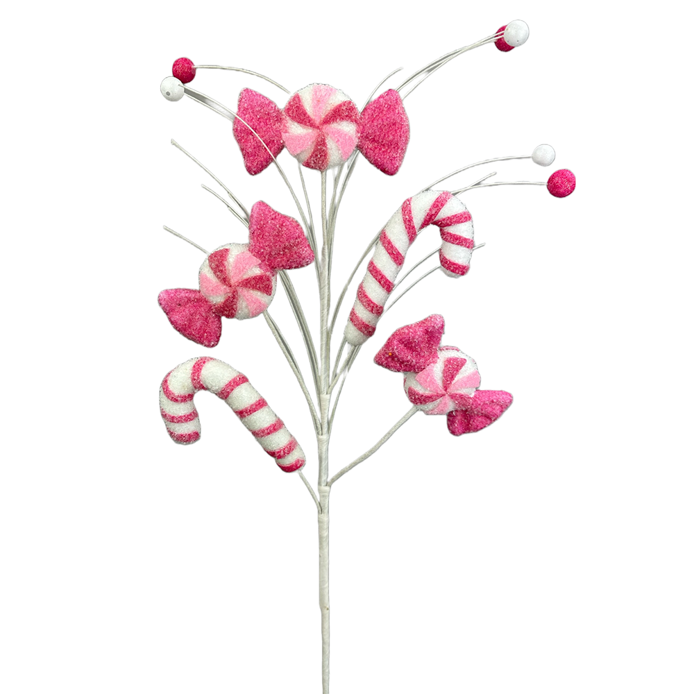 Viv! Christmas Kersttak - Snoepjes en Candy Canes (zuurstok) - roze - 74cm