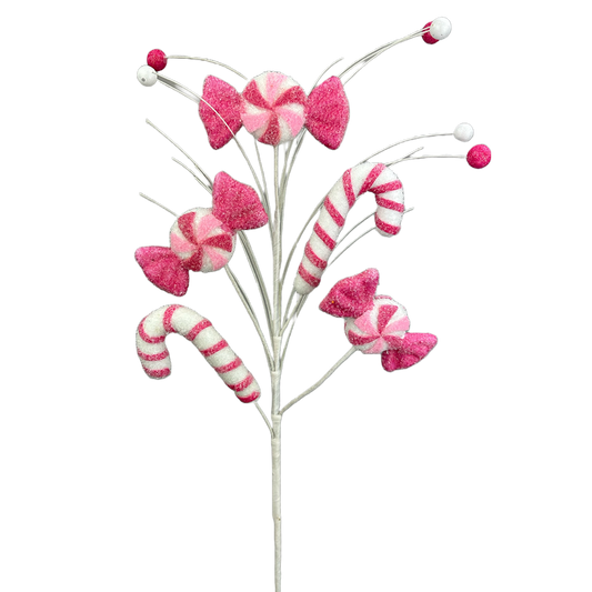 Viv! Christmas Kersttak - Snoepjes en Candy Canes (zuurstok) - roze - 74cm