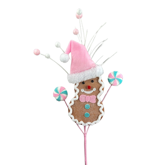 Viv! Christmas Weihnachtszweig - Lebkuchen-Schneemann mit Süßigkeiten - Pastell - 66 cm
