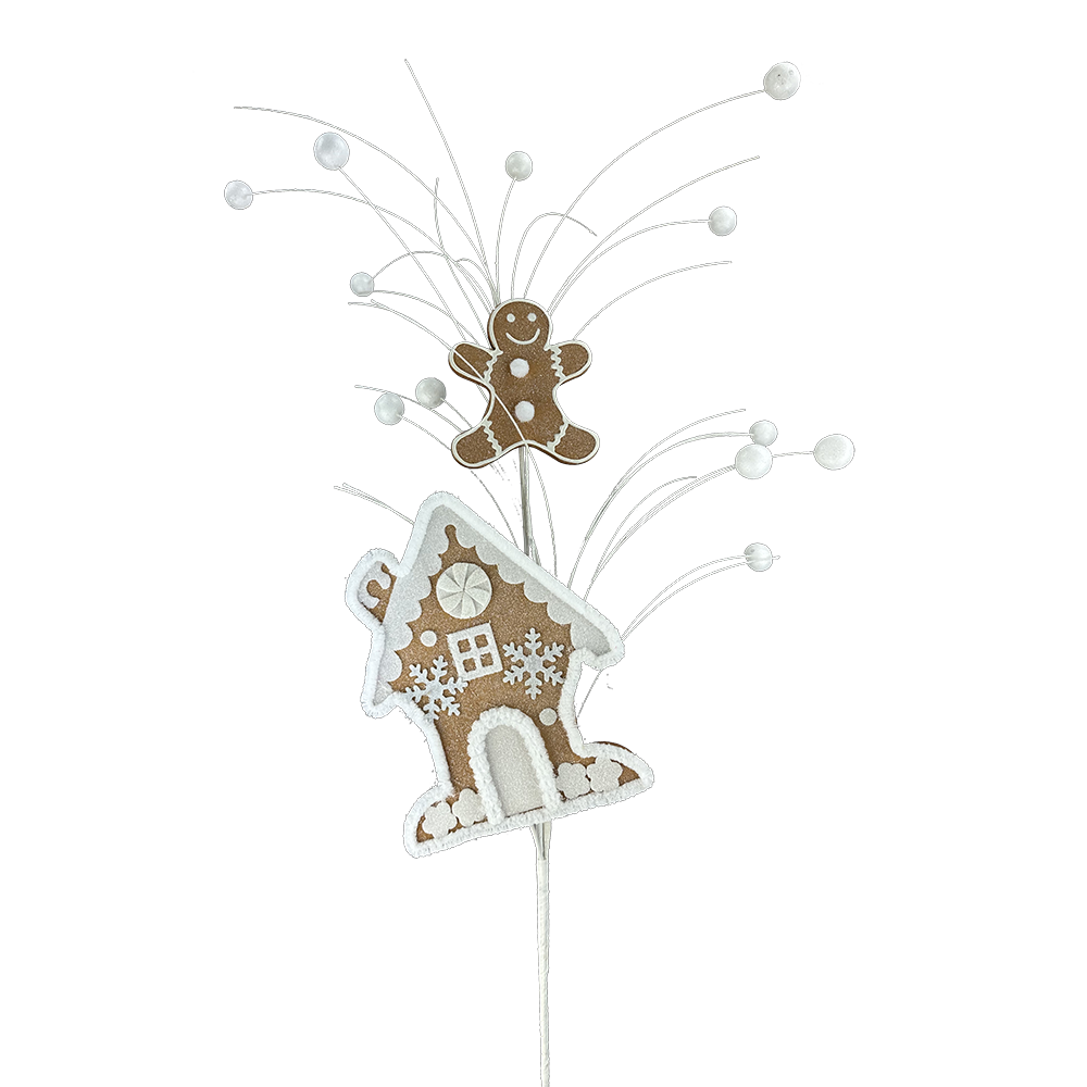 Viv! Christmas Kersttak - Gingerbread Huis & Poppetje - bruin wit - 76cm