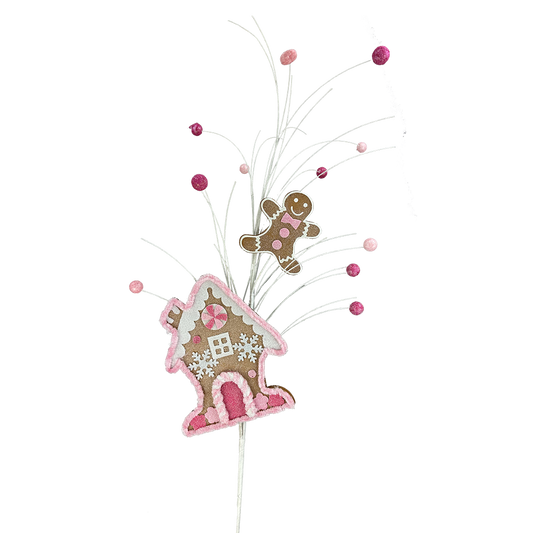 Viv! Christmas Kersttak - Gingerbread Huis & Poppetje - bruin roze - 76cm